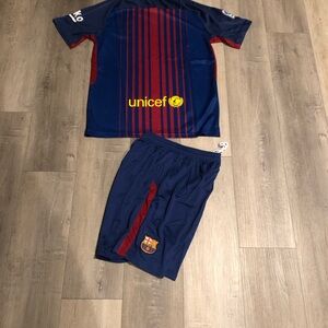 Barcelona soccer jersey and shorts